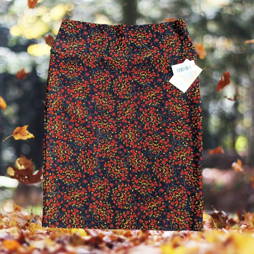 LLR Cassie Pencil Skirt Large Fall Leaves NWT